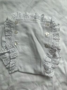 White Lace Ruffle Baby Bloomer - Unbranded